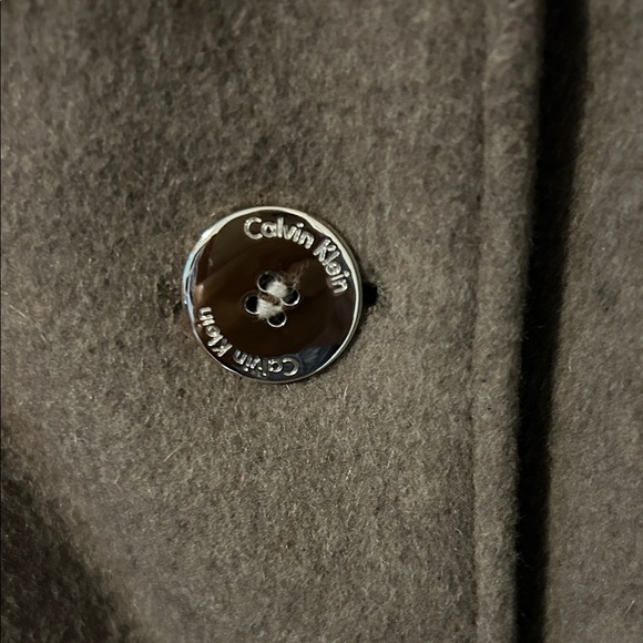 Calvin Klein Women's Tan Wool-Blend Double-Breasted Pea Coat - Picture 2 of 5